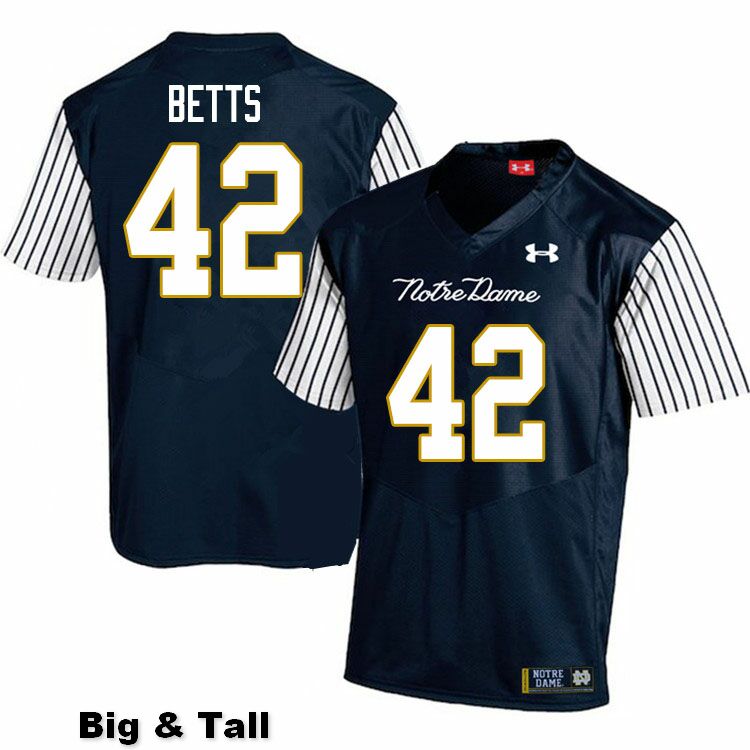 Men's NCAA Notre Dame Fighting Irish #42 Stephen Betts Stitched College Under Armour Authentic Navy Big & Tall Alternate Football Jersey AU10E56HG